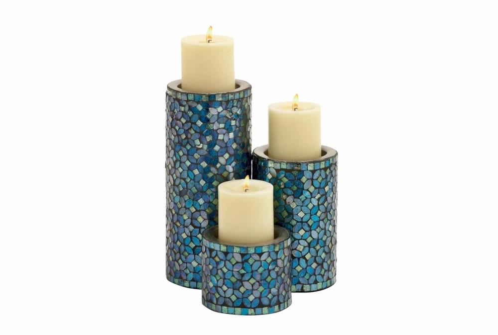 Candle Holders | Turquoise Iron Candle Holder Set Of 3 Candle Holders Candle Holders