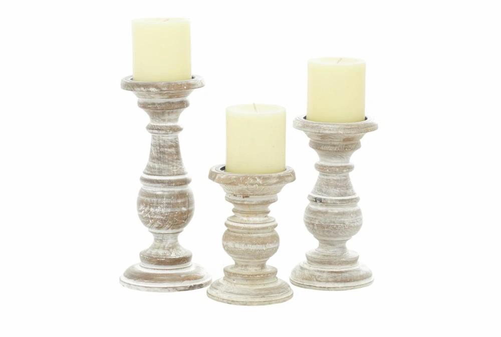 Candle Holders | White Wood Candle Holder Set Of 3 Candle Holders Candle Holders