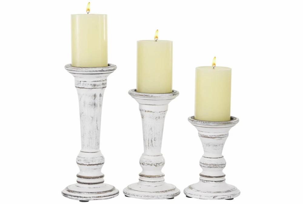 Candle Holders | White Wood Candle Holder Set Of 3 Candle Holders Candle Holders