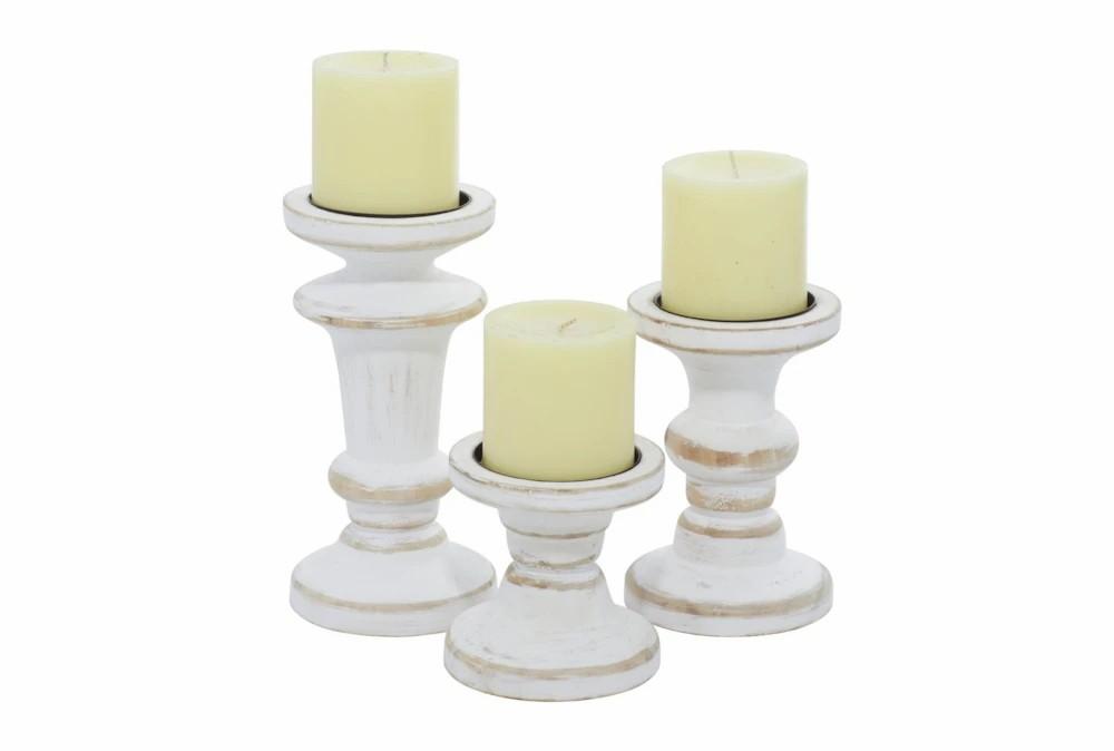 Candle Holders | White Wood Candle Holder Set Of 3 Candle Holders Candle Holders