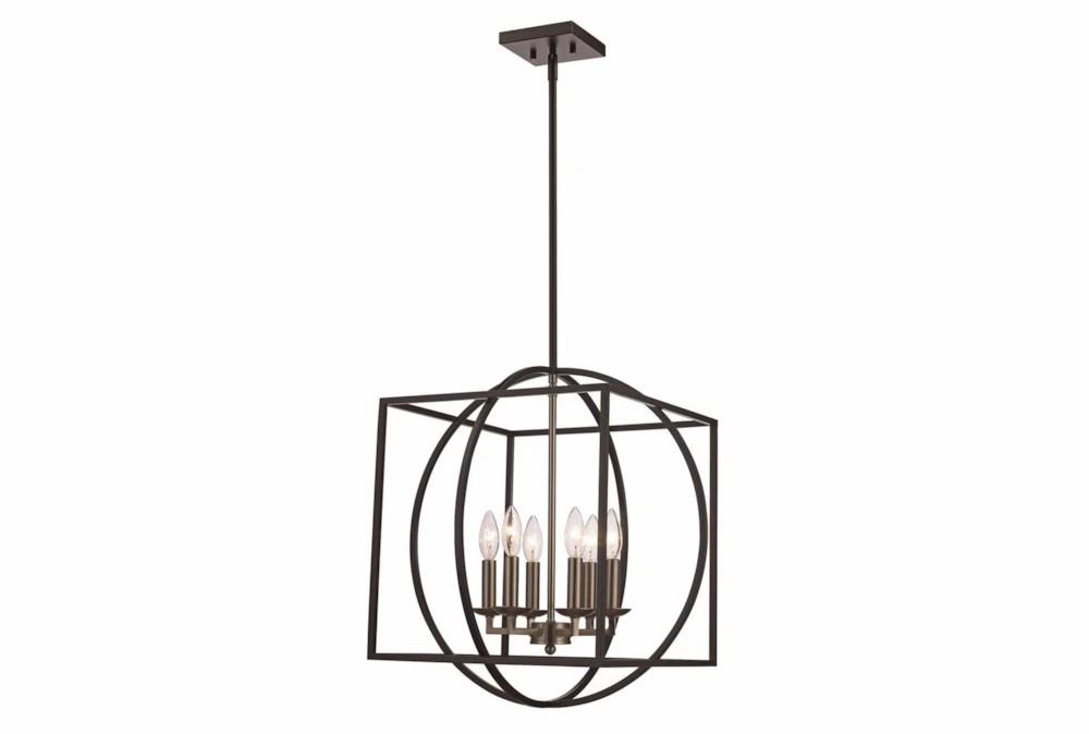 Chandeliers | 16X22.8 Bn/Blk 6Lt Geometric Chandelier Chandeliers