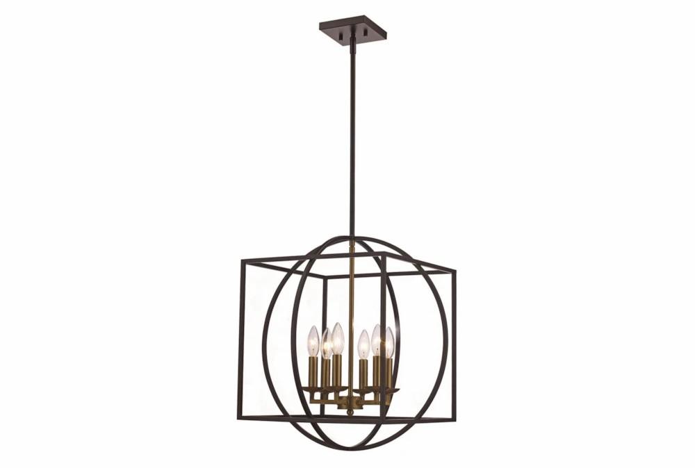 Chandeliers | 16X22.8 Gold/Blk 6Lt Geometric Chandelier Chandeliers