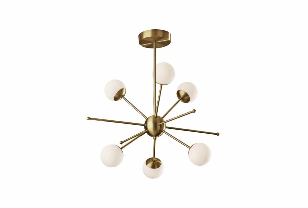 Chandeliers | 26X27 Antique Brass + White Glass 6 Light Sputnik Chandelier Chandeliers