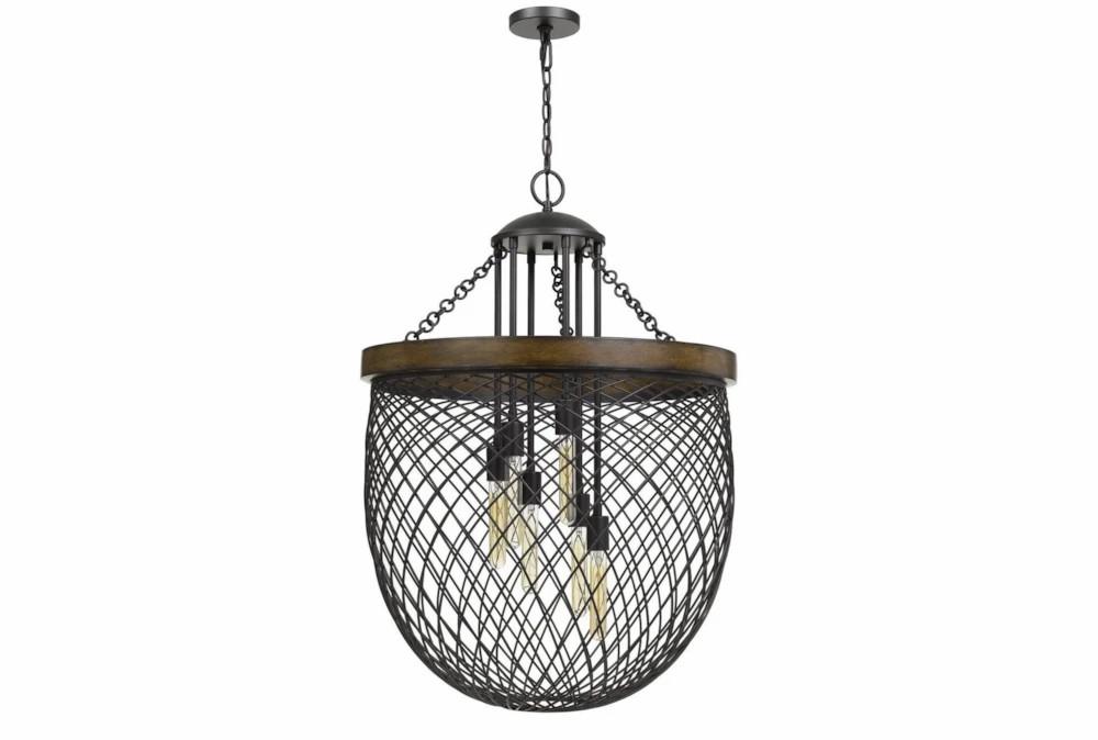 Chandeliers | 26X38 Metal & Wood 6 Light Bowl Chandelier Chandeliers