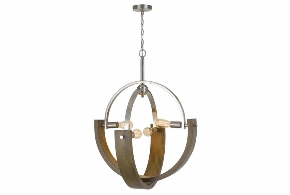 Chandeliers | 28X36 Metal And Wood 4 Light Orb Chandelier Chandeliers