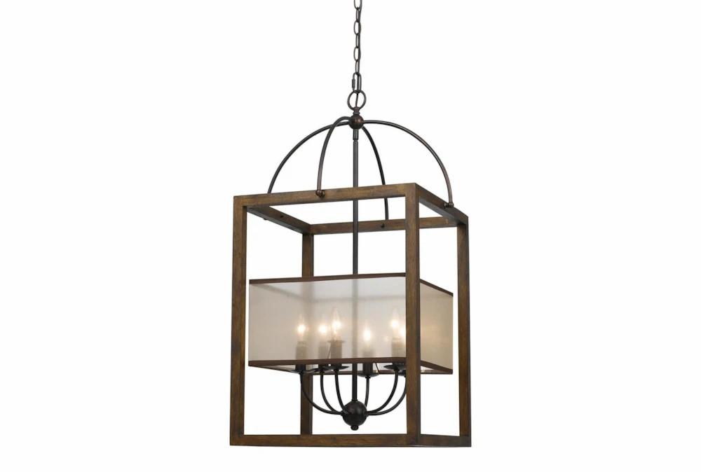 Chandeliers | Evans 19X33 Wood And Metal 6 Light Lanter Chandelier Chandeliers