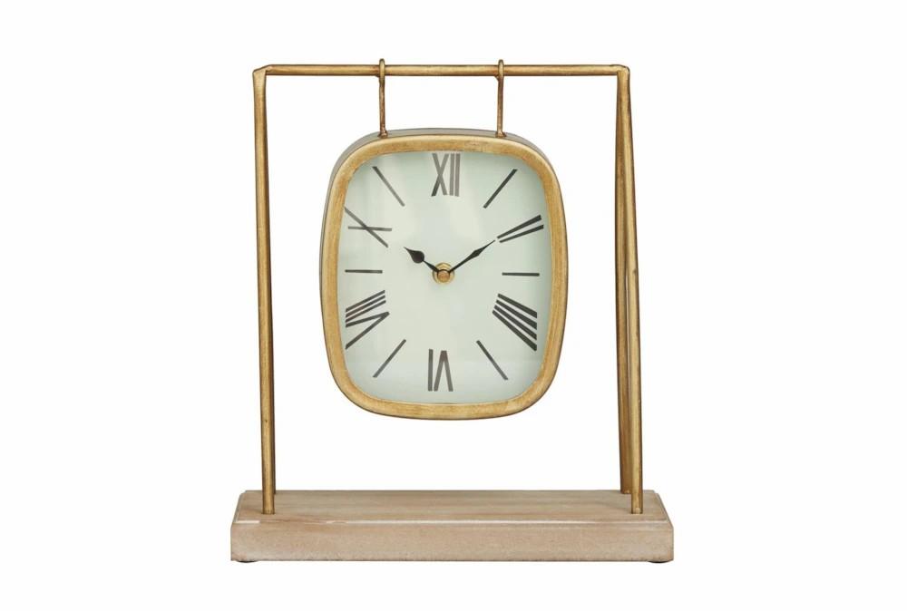 Clocks | 11″ Gold + Wood Swinging Clock Clocks Clocks