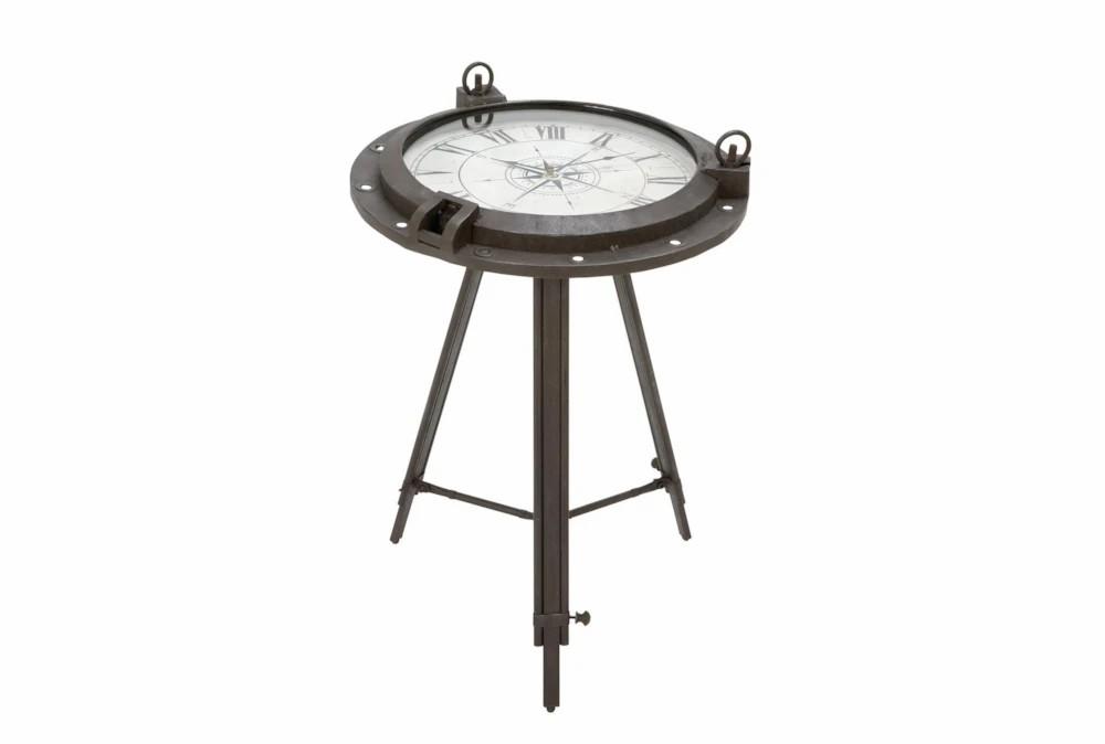 Clocks | 19 Inch Iron And Glass Compass Accent Table Clocks Clocks