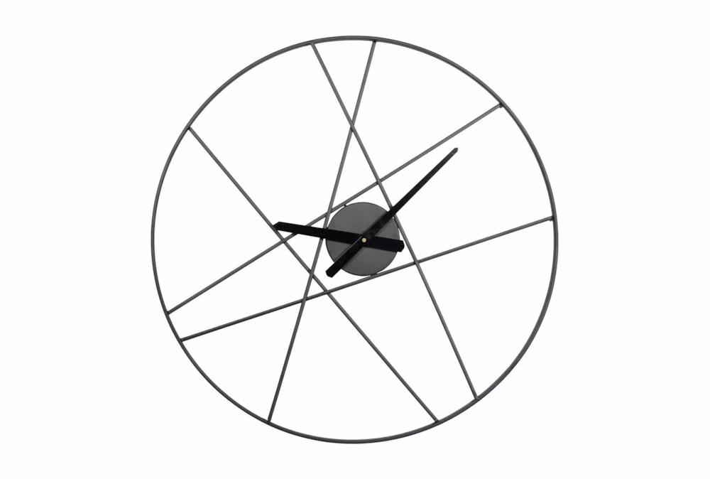 Clocks | 24X24 Inch Black Metal Lines Round Wall Clock Clocks Clocks