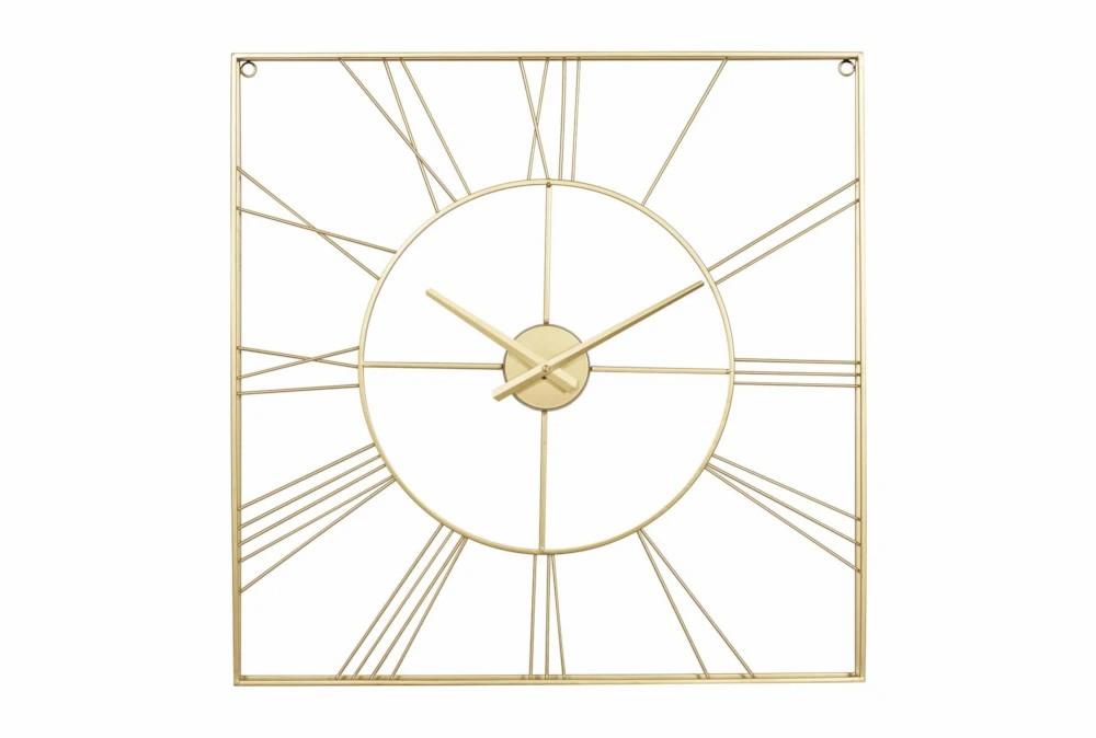 Clocks | 24X24 Inch Gold Metal Roman Numerial Square Wall Clock Clocks Clocks