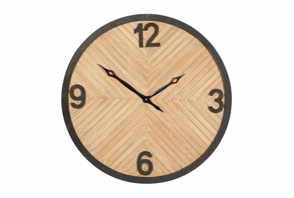 Clocks | 25X25 Inch Metal + Wood Textured Round Wall Clock Clocks Clocks