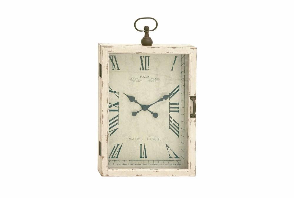 Clocks | 34 Inch White Rustic Wood Metal Wall Clock Clocks Clocks