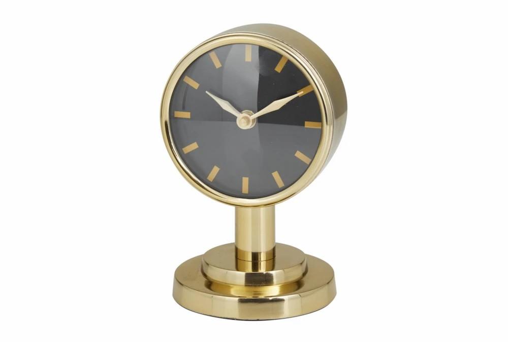 Clocks | 7″ Gold Metal Modern Round Clock On Post Decor Clocks