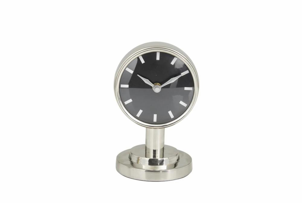 Clocks | 7″ Silver Metal Modern Round Clock On Post Clocks Clocks