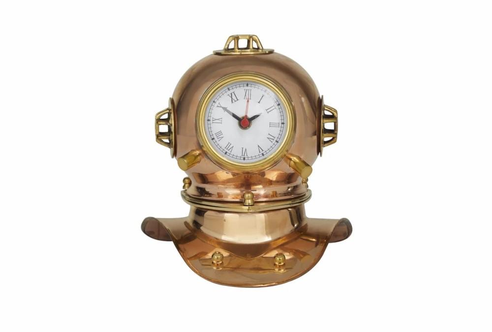 Clocks | 8″ Copper Brass Metal Diver Helmet Clock Clocks Clocks