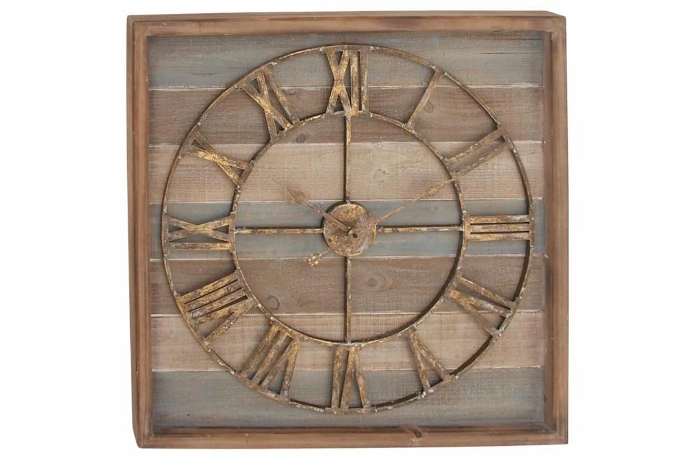 Clocks | Brown 30 Inch Wood Metal Wall Clock Clocks Clocks