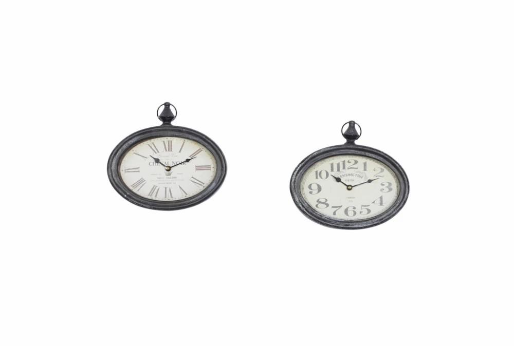 Clocks | Cream Oval Wall Clock-Set Of 2 Clocks Clocks