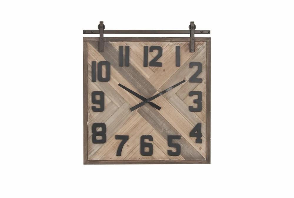 Clocks | Multicolor Wood Square Analog Wall Clock Clocks Clocks