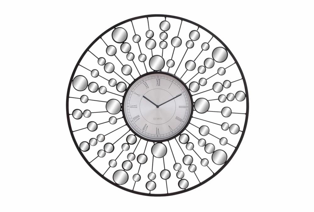 Clocks | Round Mirror And Metal Wall Clock Clocks Clocks