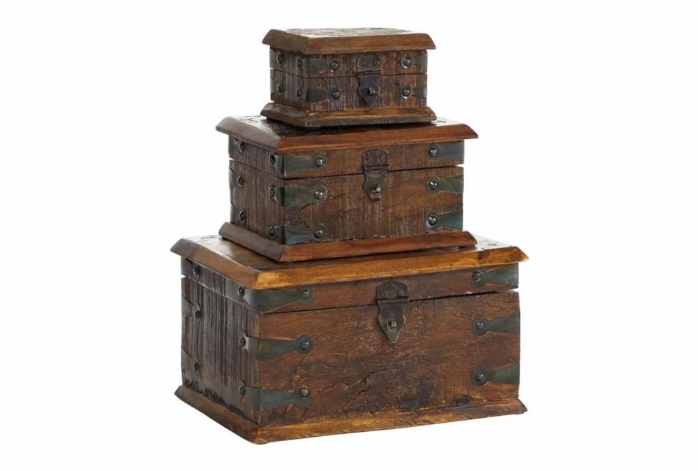 Decorative Boxes | 3 Piece Set Wood Reclaimed Boxes Decor Decorative Boxes