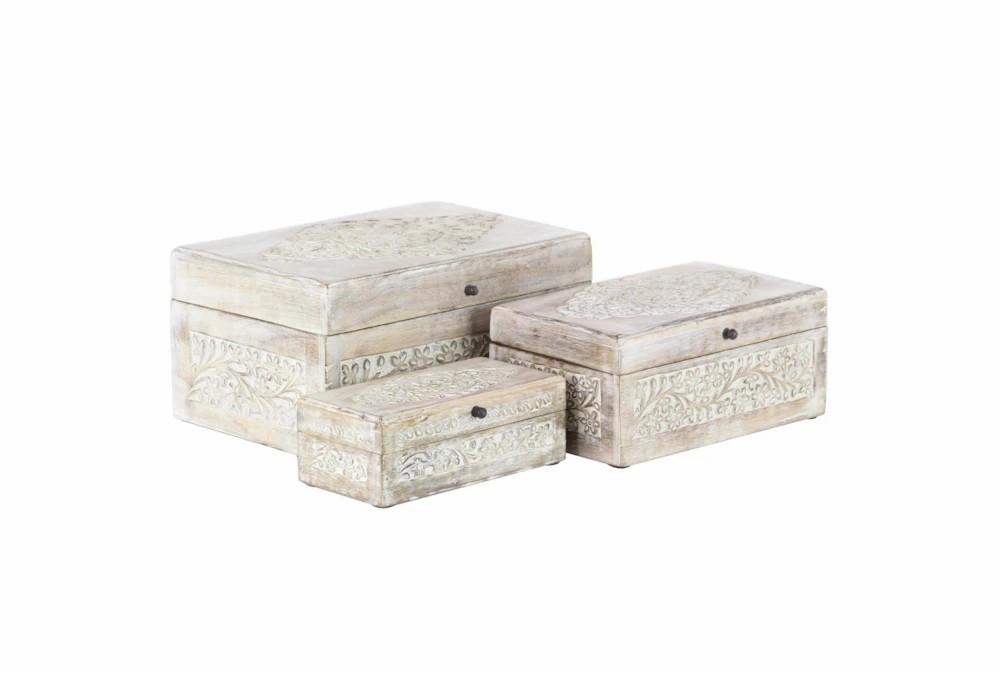 Decorative Boxes | Whitewash Mango Wood Boxes Set Of 3 Decor Decorative Boxes