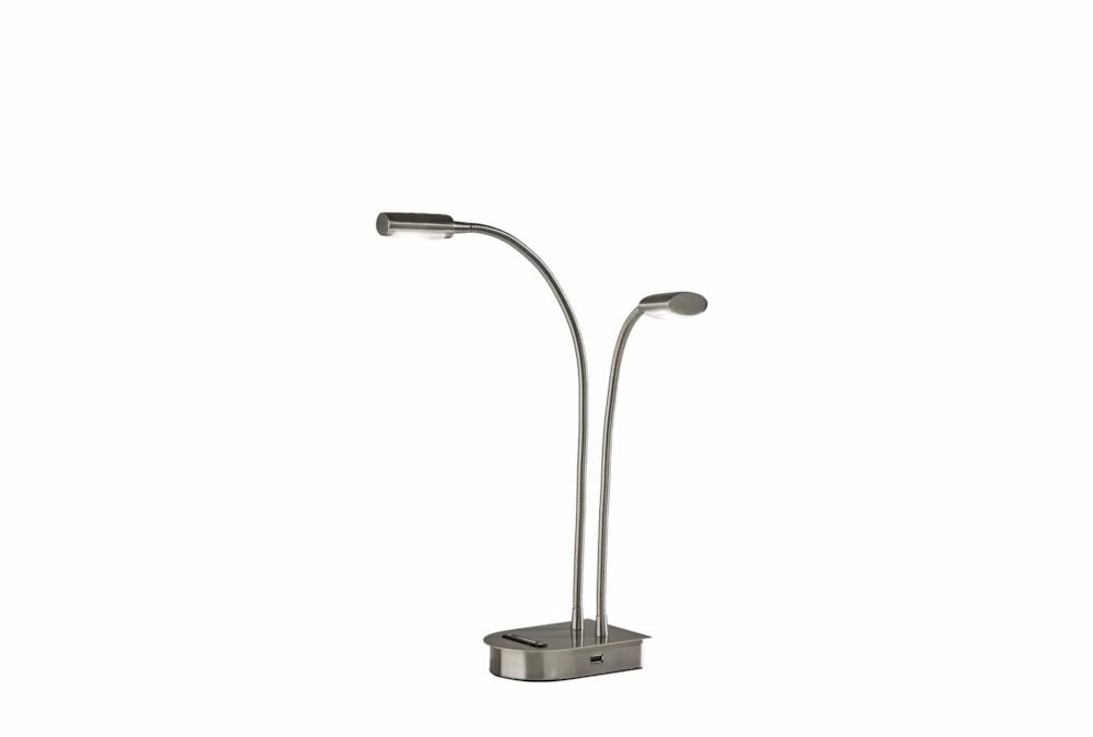 Desk Lamps | 21 Silver Steel 2 Arm Led Gooseneck Eternity Desk Table Lamp Decor Desk Lamps