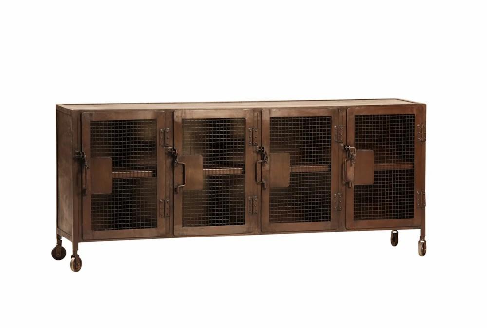 Elements | Antique Rust Finish 4 Door Metal Sideboard Decor Elements