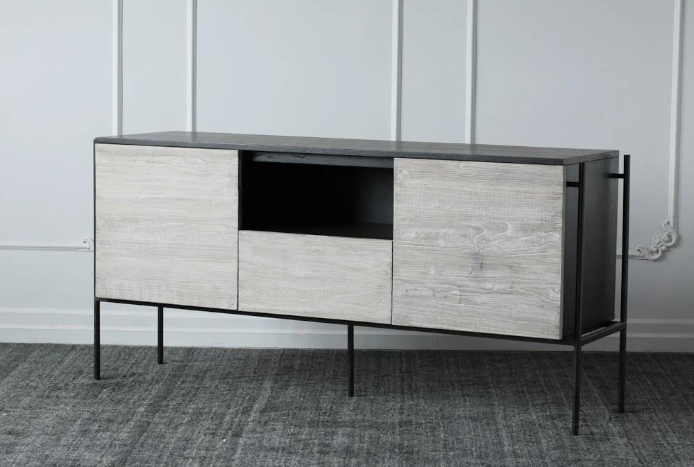 Elements | Black And Natural Sideboard With 1 Drawer + 2 Doors Decor Elements