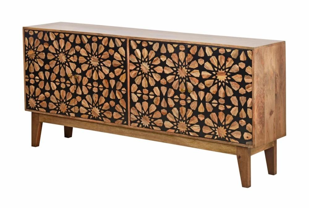 Elements | Black + Natural Carved Mango Wood Sideboard Decor Elements