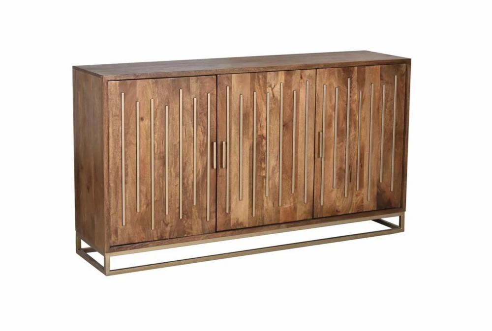 Elements | Mango Wood + Vertical Metal Inlay Sideboard Decor Elements