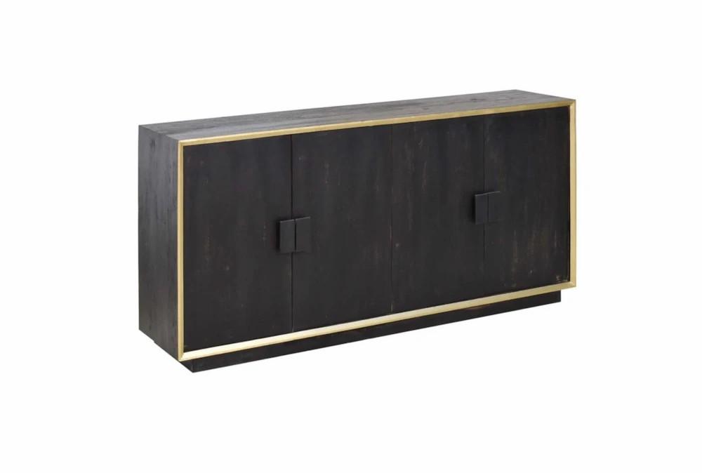 Elements | Metal Frame + Black Mango Wood 4 Door Sideboard Decor Elements