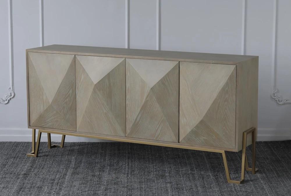 Elements | Natural Oak + Brass 4 Door Faceted Sideboard Decor Elements