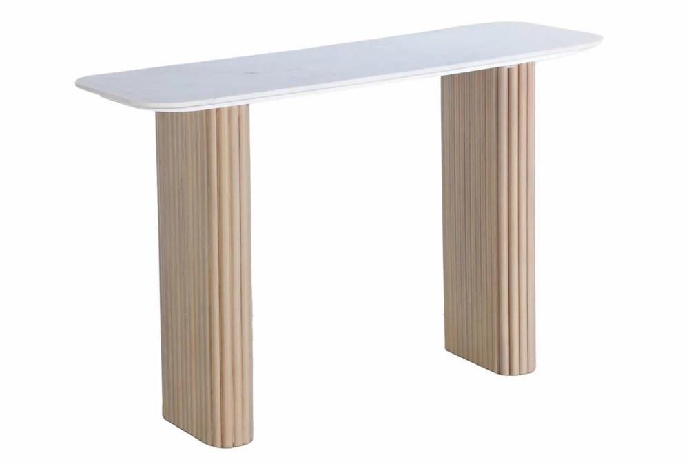 Elements | Reeded Mango Wood + Marble Top Console Table Decor Elements