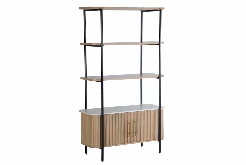 Elements | Reeded + Marble Top Bleach Mango Bookcase Decor Elements