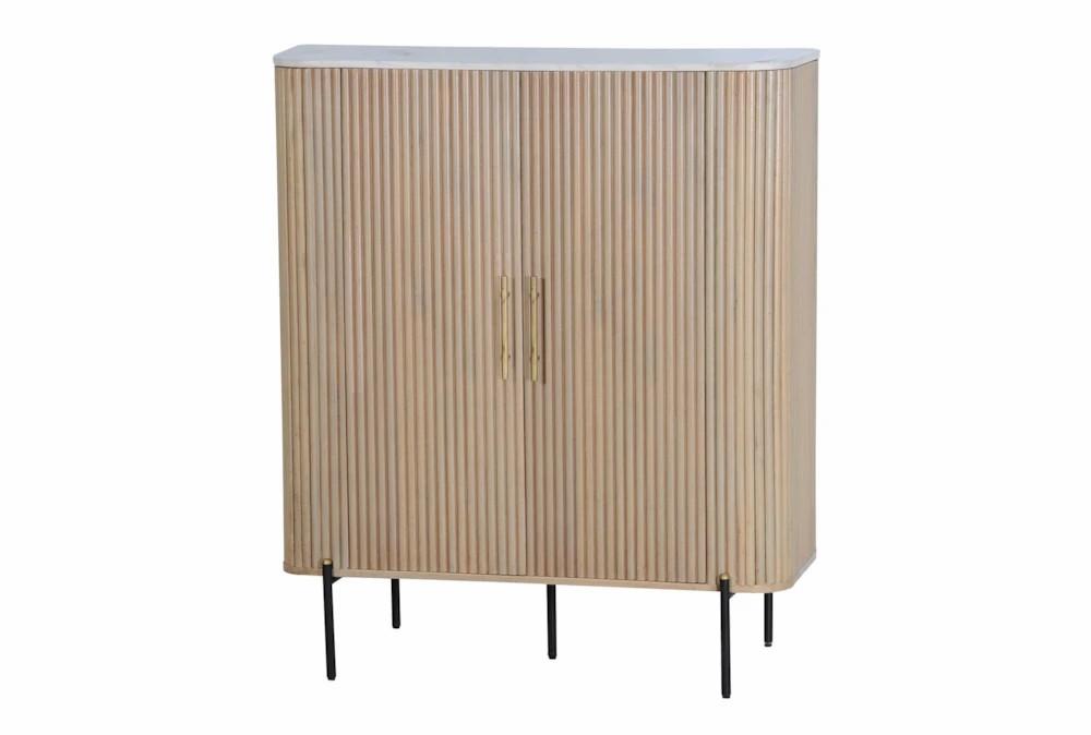 Elements | Reeded + Marble Top Bleached Mango Tall Cabinet Decor Elements