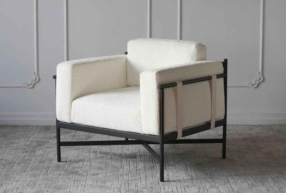 Elements | White Sherpa + Iron Frame Accent Chair Decor Elements