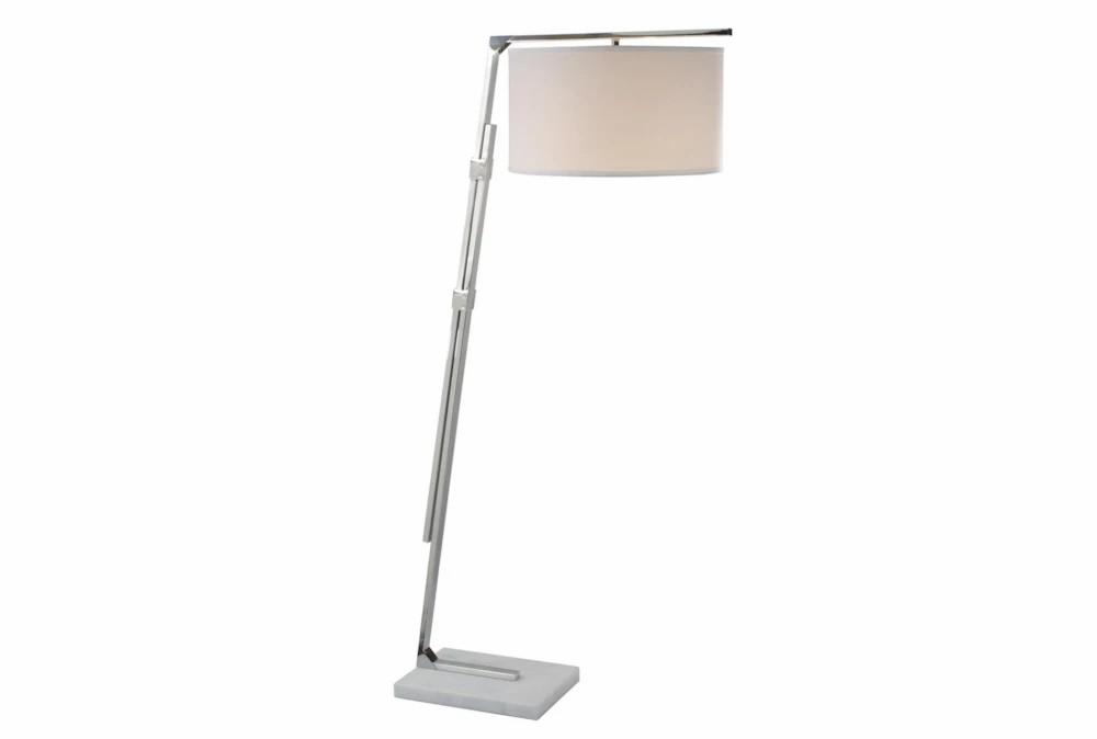 Floor Lamps | 48″ – 78″H Silver Adjustable Floor Lamp With White Shade Decor Floor Lamps