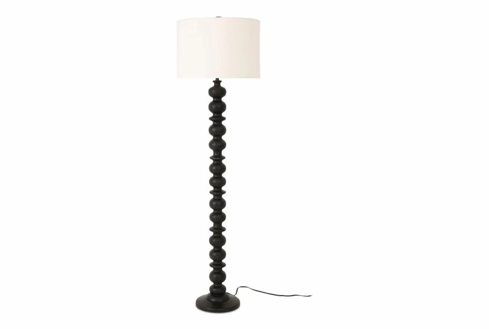 Floor Lamps | 52″ Black Turned Column And Natural Shade Floor Lamp Decor Floor Lamps