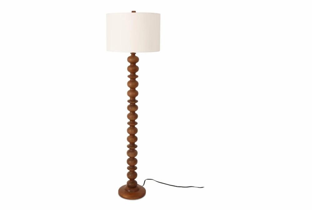 Floor Lamps | 52″ Honey Brown Turned Column Andnatural Shade Floor Lamp Decor Floor Lamps