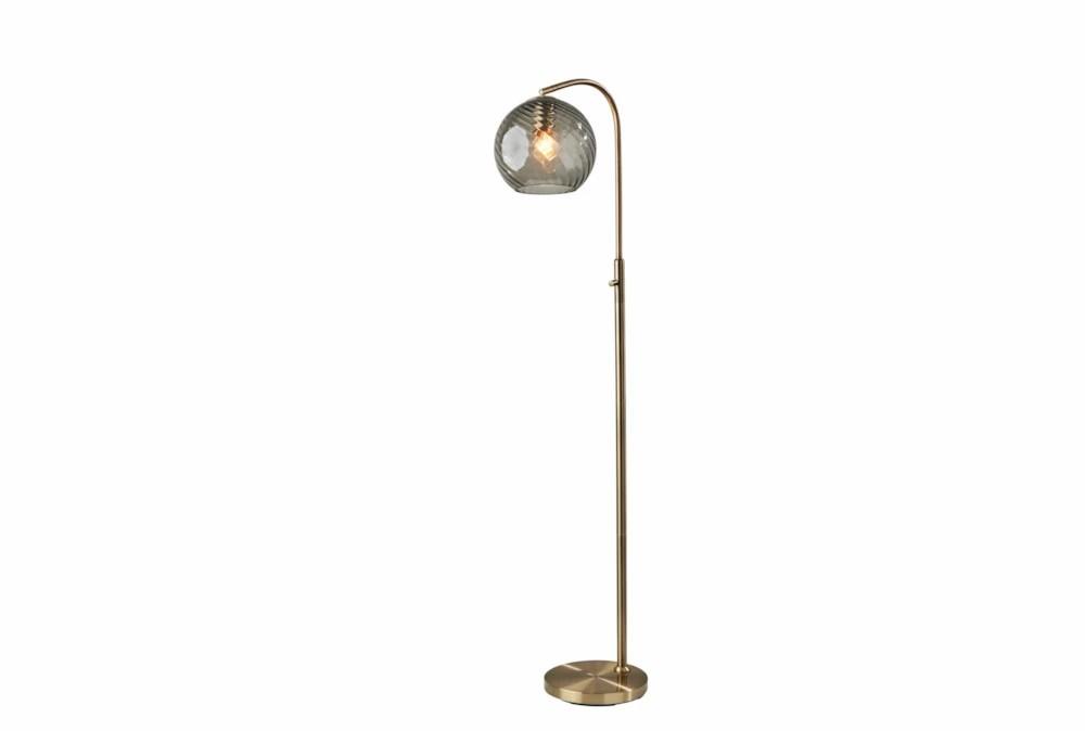 Floor Lamps | 58″ Antique Brass + Swirled Smoke Glass Arc Floor Lamp Decor Floor Lamps