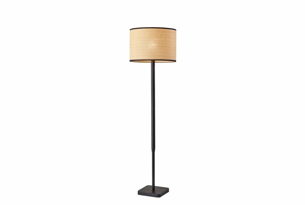 Floor Lamps | 58 Inch Black Rubberwood + Natural Woven Shade Floor Lamp Decor Floor Lamps