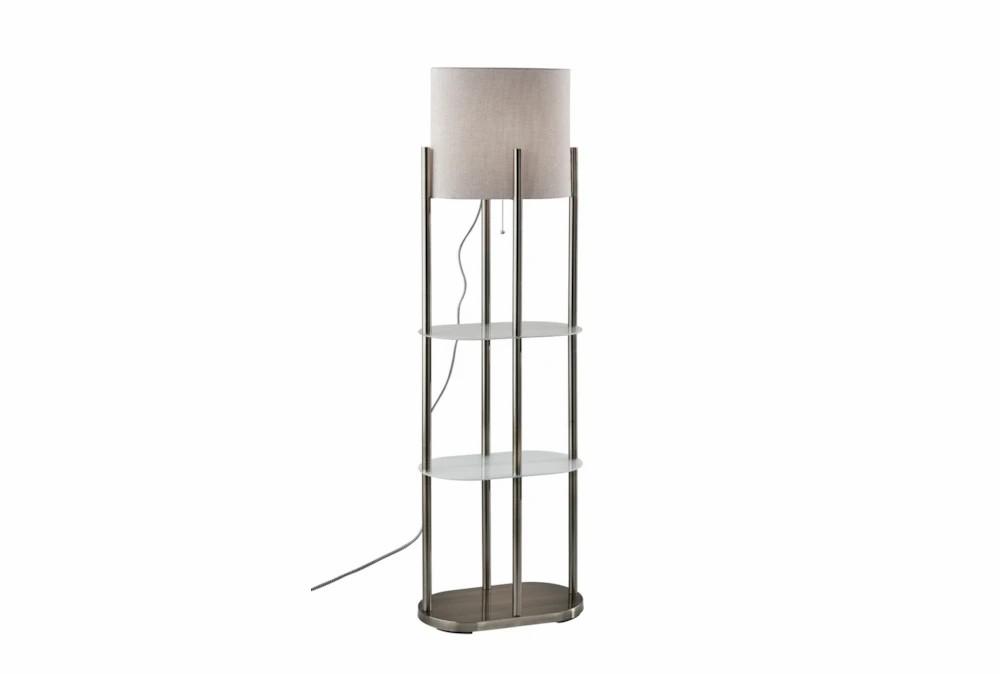 Floor Lamps | 61″ Brushed Silver Steel + Glass 3 Tier Shelf Floor Lamp Decor Floor Lamps