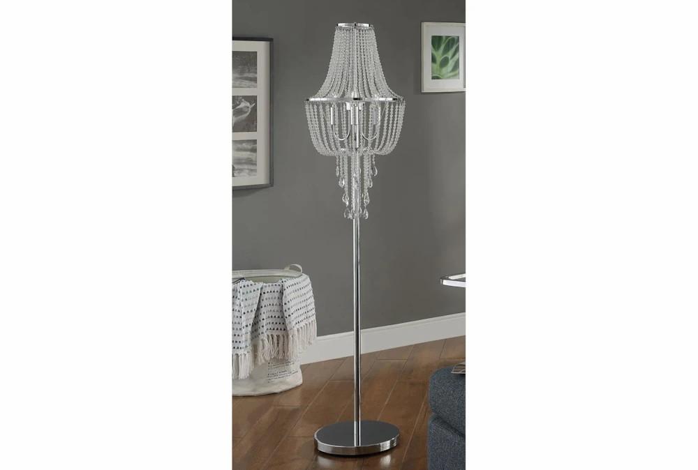 Floor Lamps | 61 Inch Chrome + Crystal Bead Chandelier Style Table Lamp Decor Floor Lamps