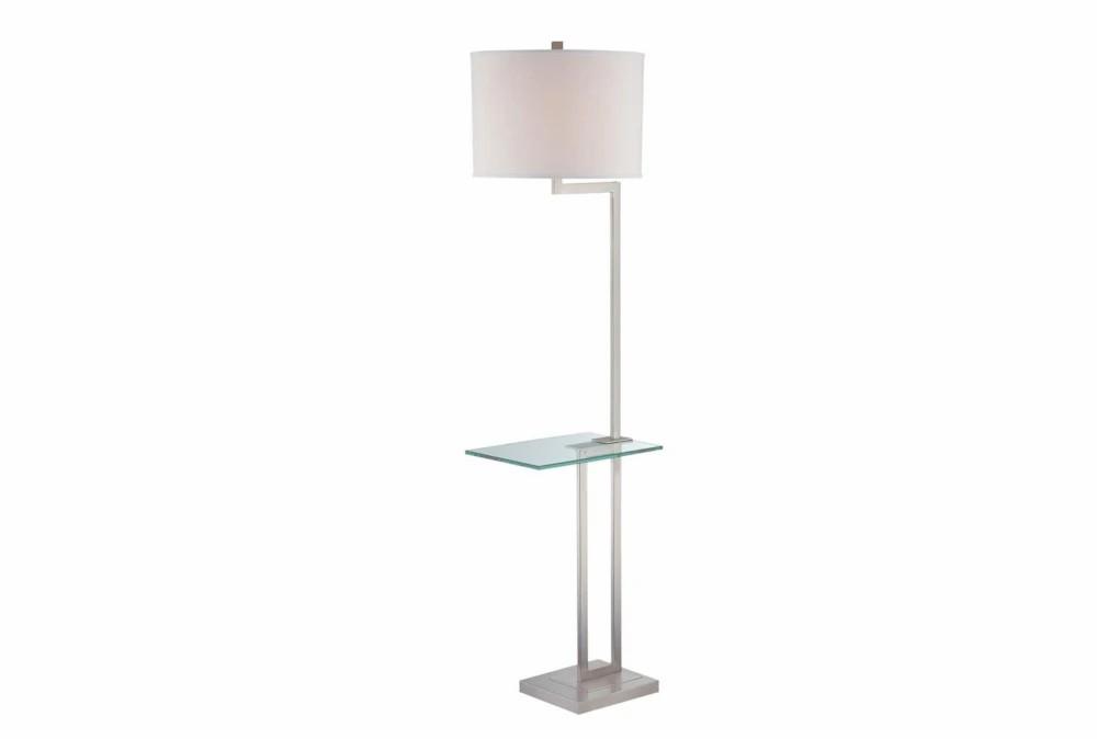 Floor Lamps | 63 Inch Silver Pewter + White Shade Modern Floor Lamp With Glass Table Decor Floor Lamps