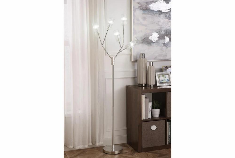 Floor Lamps | 66.5″H Silver Floor Lamp With Glass Shade Decor Floor Lamps