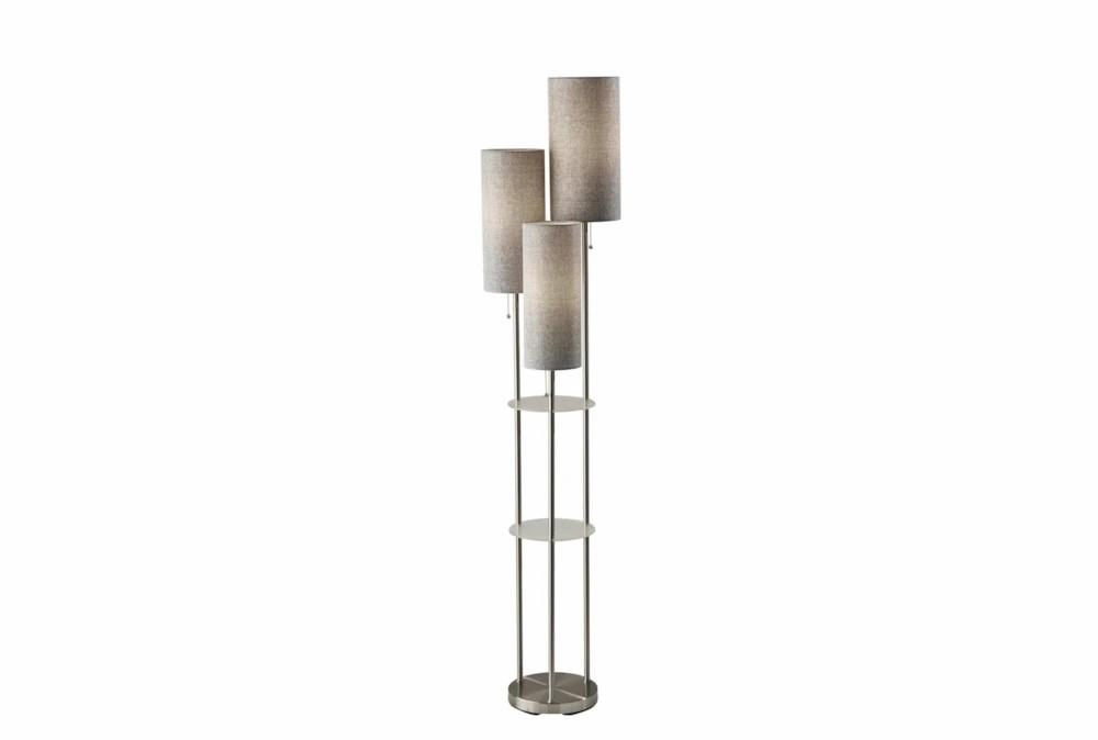 Floor Lamps | 68″ Brushed Silver Steel + Acrylic 3 Light 2 Tier Shelf Floor Lamp Decor Floor Lamps