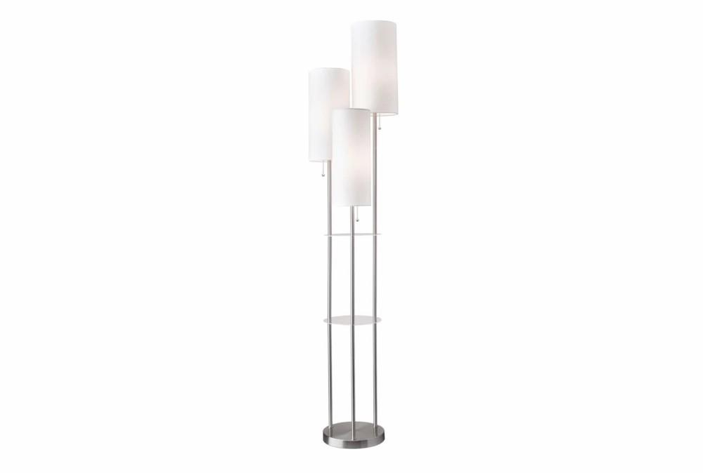 Floor Lamps | 68″ Grey Brushed Steel + Acrylic 3 Light 2 Tier Shelf Floor Lamp Decor Floor Lamps