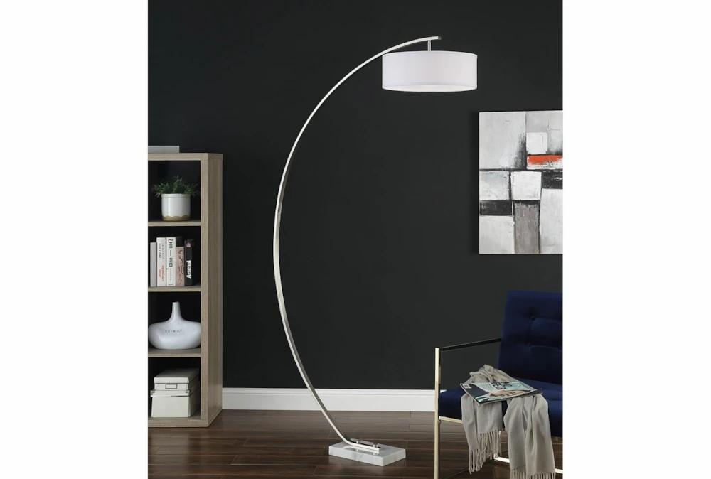 Floor Lamps | 78″ Silver Arc Floor Lamp With White Shade Decor Floor Lamps