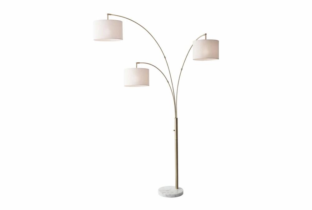 Floor Lamps | 82 Inch Antique Brass + Textured Linen Shade Adjustable 3 Arm Arc Lamp Decor Floor Lamps