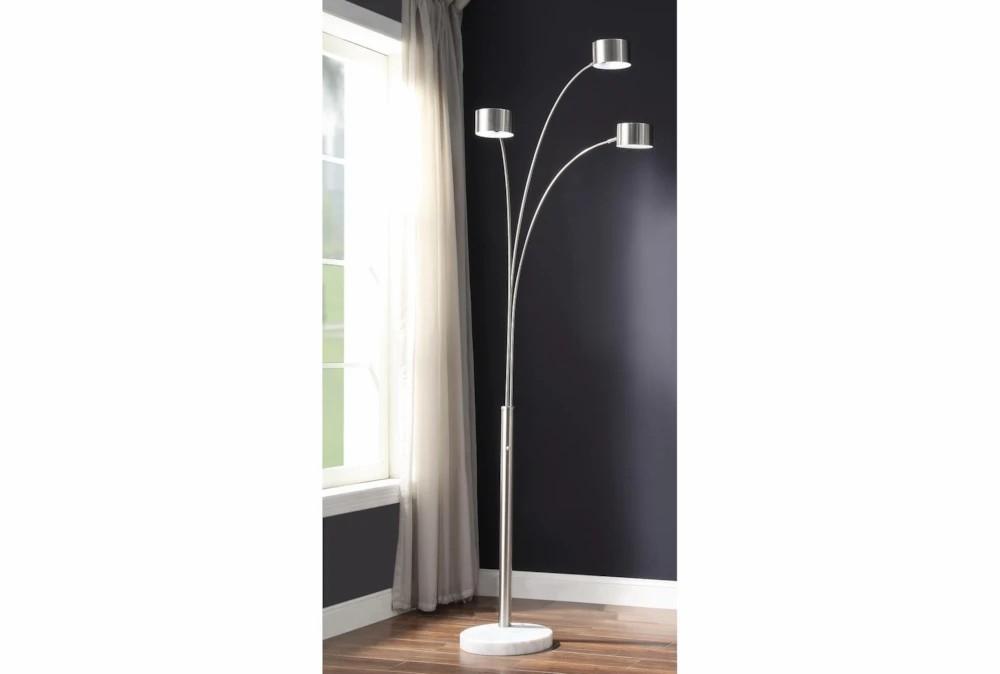 Floor Lamps | 85.5″H Silver 3 Arm Arc Floor Lamp With Grey Shade Decor Floor Lamps